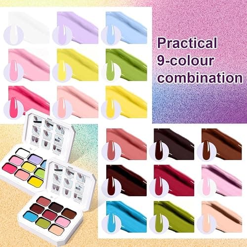 U-Shinein Gradient Painting Gel, Two-pack 9 Colors Ombre Gel Nail Polish for Ombre Nails Aura Nails, French Manicure DIY Nail Art,Set 05 thumbnail 2