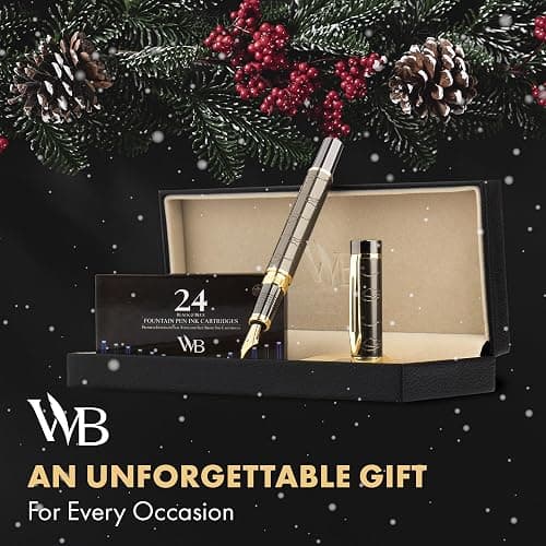 Wordsworth & Black Primori Fountain Pen Set [Gunmetal Gold]; Extra Fine Nib, Gift Case, 24 Ink Cartridges, Refill Converter, Manual; Journaling, Calligraphy, Smooth Writing Pens; Left and Right Handed thumbnail 2