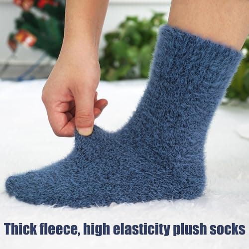 5 Pairs Fuzzy Soft Cozy Comfortable Socks for Women, Casual Sleep Comfy Socks, Perfect Warm Winter Gifts for Women thumbnail 4