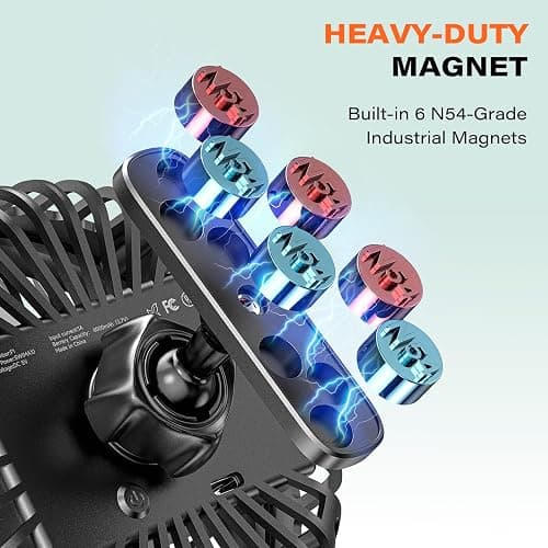 A2C Golf Cart Fan Rechargeable Magnetic Base Battery Operated Portable Fan 3 Speeds 4000 RPM Strong Airflow for Yamaha, EZGO, Club Car 360° Rotatable Golf Cart Accessories Gifts for Men, Dad, Husband thumbnail 4