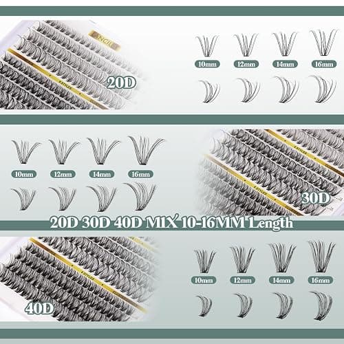 480PCS Lash Clusters 10-20MM 20D+30D+40D+60D+80D+100D Thick Volume Eyelash Extensions Natural Eyelash Clusters Individual Lashes Long Lasting D Curly Lash Extension Thin Band Soft False Lashes-6 thumbnail 3