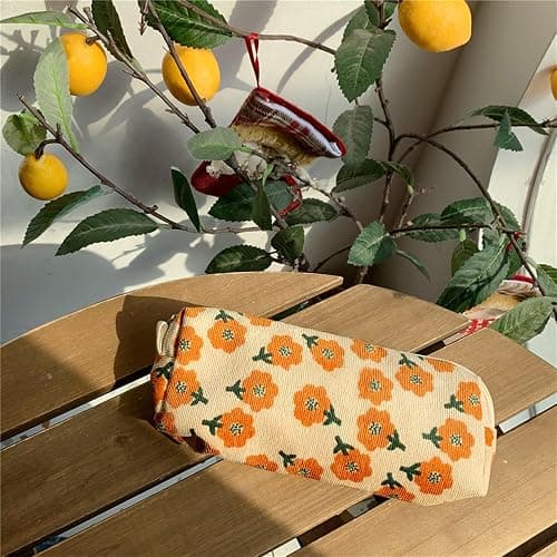 SURBEAV Pencil Case Pen Case Office College School Storage Bag Pouch Holder Box Organizer Makeup Pouch Cosmetic Bag Aesthetic floral flower Cute Pencil Case for Girls Boys Kids (Plum blossom) thumbnail 2