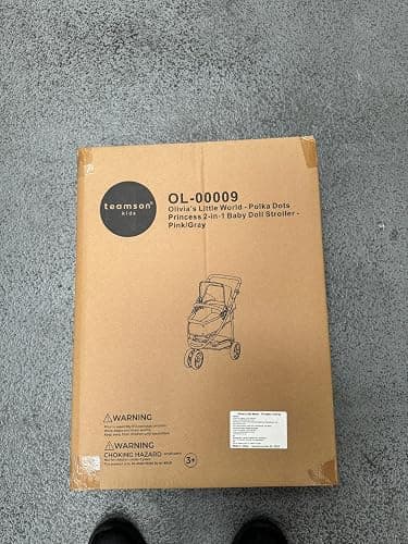 Olivia's Little World 2-in-1 Convertible Baby Doll Stroller with Retractable Canopy, All-Terrain Wheels, and Adjustable Handle, Cream and Pink with Gray Polka Dots thumbnail 10