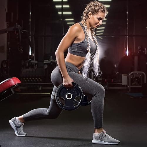 RitFit Olympic Rubber Grip Plates for Barbell, 2-Inch Weight Plates for Weightlifting and Strength Training in Home & Gym, Single, Pair and Sets(2.5/5/10/25/35/45 LB) thumbnail 6
