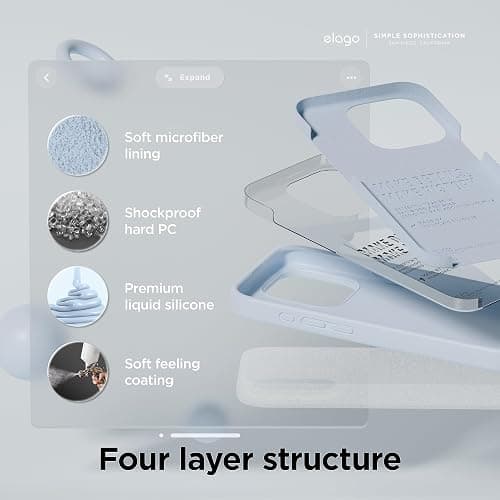 elago Compatible with iPhone 15 Pro Case, Liquid Silicone Case, Full Body Protective Cover, Shockproof, Slim Phone Case, Anti-Scratch Soft Microfiber Lining, 6.1 inch (Light Blue) thumbnail 4