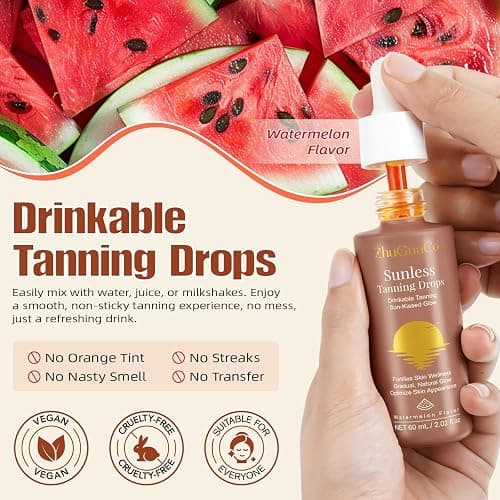 Sunless Tanning Drops to Drink | Oral Drinkable Sunless Tanning Drops for Natural Glow | Safe & Long-Lasting Enhances Natural Tan | for All Skin Types thumbnail 6