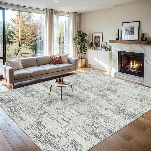 8x10 Area Rugs for Living Room - Washable Rug Modern Abstract Soft Large Neutral Non-Slip Carpet Indoor Floor Stain Resistant Thin Carpets for Bedroom Dining Room Farmhouse Nursery Home Office Grey thumbnail 9