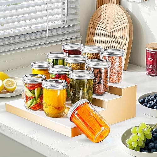 Miuyhji 16 oz Wide Mouth Glass Mason Jars with Lids, 2 Pack for Canning | Embossed measurement marks and wide mouths make filling easier for overnight oats, pickling, preserving, and meal prep thumbnail 4