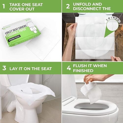 Toilet Seat Cover Paper Flushable (50 Pack) - XL for Adults and Kids Potty Training, 100% Biodegradable Travel Supplies Essentials for Public Restrooms, Airplane, Camping, Festivals thumbnail 6