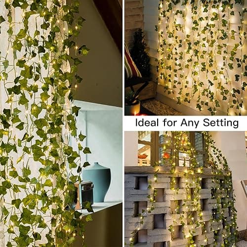 suddus Vines with Light for Bedroom, 200 LED Fairy Lights with Vines, Ivy Curtain Lights for Dorm, Wedding, Party, Wall, Indoor, Outdoor Decor, 6.5ft x 6.5ft thumbnail 7