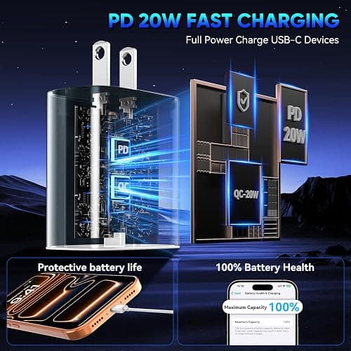 iPhone 17 16 15 Pro Charger Fast Charging, 20W USB C Fast Charger Block with 10ft Long Type C Chargers Fast Charging Cable Cord for iPhone 17/17 Pro/17 Pro Max/Air/16 Pro Max/16 Pro/15 Pro Max/Pro,S24 thumbnail 5