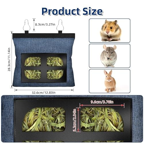 Rabbit Hay Feeder Bag Guinea Pig Hanging Hay Feeding Bag Storage Dispenser for Chinchilla Hamster Bunny Small Animal Pet thumbnail 2