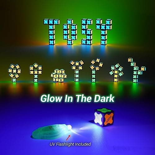 TOSY Magnet Cube 2x2-8 Blocks, 2 in 1 Toy: 2x2x2 Puzzle Cube and Customizable Infinity Cube, Glowing, UV Flashlight, Fidget/Sensory/STEM/STEAM Magnet Tiles Birthday Gift for kids/teens/adults thumbnail 7