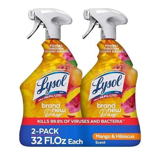 Lysol All Purpose Cleaner Spray, Multi-Purpose Disinfecting Spray, Kitchen & Bathroom Cleaner, Mango & Hibiscus Scent, 32 Fl Oz (Pack of 2) - Image 1