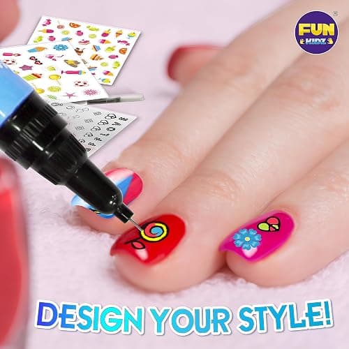 Kids Nail Kit for Girls Ages 7-12, FunKidz Ultimate 315Pcs Nail Polish Pens Combo Pack Size 17.91Wx12.4L Glitter Temporary Nail Supplies for Teens SPA Makeup Kit thumbnail 2