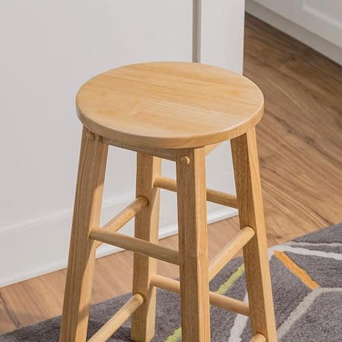 Linon Natural Barstool with Round Seat, 24-Inch thumbnail 6