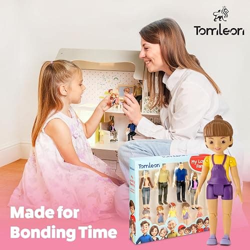 Dollhouse People, Bendable Dollhouse Family Set – 9 Poseable Figures Including Grandpa, Grandma, Mom, Dad, Sister, Brother, Cousins, and a Baby Girl – Perfect for Dollhouse Play and Imaginative Fun thumbnail 8