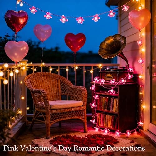 Pink Flower String Lights Valentine's Day Decor, 33ft 100 LED Plug in Decorative Fairy Floral Lamp, Create Romantic Cherry Blossom Dream for Bedroom, Wedding, Birthday Party Indoor Decorations thumbnail 4