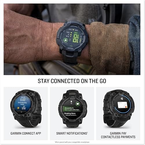 Garmin Instinct® 3 45mm, AMOLED Display, Rugged Outdoor GPS Smartwatch, Metal-Reinforced Bezel, Built-in Flashlight, Up to 18 Days of Battery Life, Black thumbnail 5