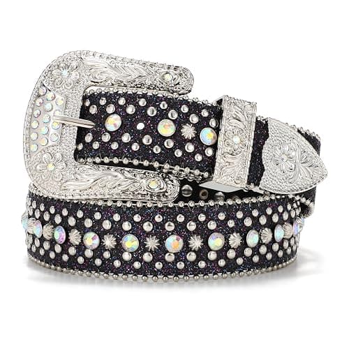 BELTROAD Rhinestone Belt Goth Bling Belts for Women and Men Western Cowboy Cowgirl Belts for Jeans, Halloween Belt - Image 1