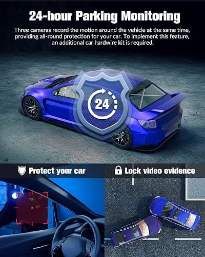 Dash Camera for Cars,4K Full UHD Car Camera Front Rear with 32GB Card,Built-in Super Night Vision,2.0'' IPS Screen,170°Wide Angle,WDR, 24H Parking Mode, Loop Recording. thumbnail 5