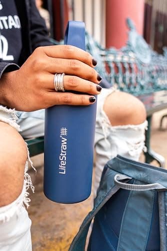 LifeStraw Go Series — Insulated Stainless Steel Water Filter Bottle for Travel and Everyday Use Removes Bacteria, Parasites and Microplastics, Improves Taste, 24oz Aegean Sea thumbnail 8