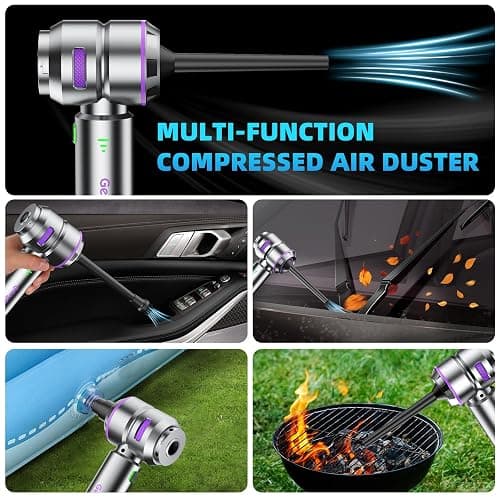 GenTant Car Vacuum Portable Cordless, 18000PA Portable Vacuum Cordless, High Power Air Duster with Brushless Motor, Type-C Charge, 3 in 1 Small Vacuum Cleaner for Car, Home, Office, Pet Hair thumbnail 4