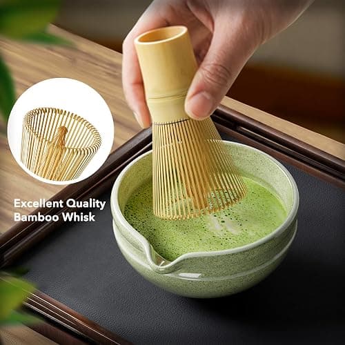 Matcha Whisk Set, Perfect Matcha Kit for Matcha Lovers Includes Ceramic Bowl, Bamboo Whisk, Holder, Scoop, Sifter & Cloth - 7 Pcs Matcha Kit thumbnail 3