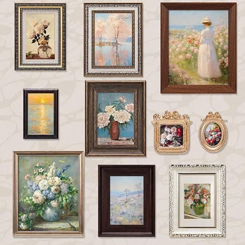 Qunclay 10 Pack Vintage Picture Frames Wall Ornate Antique, Classic Style | 8x10 5x7 4x6 Sizes, French Country Set for Gallery Wall, Bedroom Living Room Tabletop, Ornate Antique Design, No Photos thumbnail 5