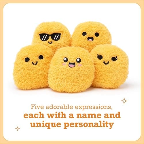 Emotional Support Chicken Nuggets, Cuddly Stuffed Animals by Relatable | Squishy Toys and Plushies, Gifts for Loved Ones of All Ages, Includes 5 Plushies with Carrying Basket thumbnail 4