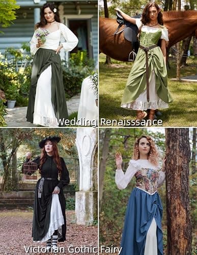 Scarlet Darkness Maxi Long Skirt for Women Double Layered Renaissance Skirts thumbnail 6