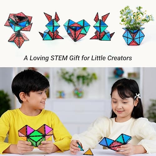 TOSY Magnet Pyramid Stone - 1 Cube Transforms into 1 Billion Shapes, 243 Rare Earth Magnets, Holographic Design, Spinner Accessory, Fidget/Puzzle/Sensory/STEAM Toy, Gift for Valentine Easter Birthday thumbnail 6