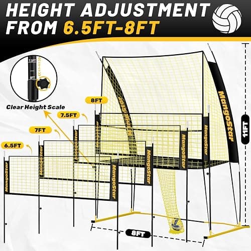 Mangostar Volleyball Training Equipment, Volleyball Net System with Freely Height-Adjustable for Backyard, Volleyball Practice Net for Serving Setting Spiking, Easy Set Up for Indoor and Outdoor Use thumbnail 2