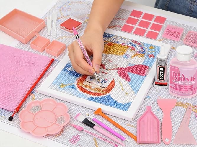 Rhinestone Picker Tools for Bedazzling Kit - 5D Diamond Painting Glue & B7000 Jewelry Glue for Craft, with 3 Picker Pens, 7-in-1 System Trays, 1 Brush, 10Pcs Clay, All-in-One Diamond Art Painting Set thumbnail 2