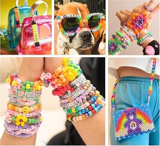 5 Boxes Bracelet Making Kit Pony Beads, 96 Colors 6x9mm 3500Pcs Kandi Rave Beads for Bracelets Friendship Plastic Bead with 800Pcs Letter Bead Arts and Crafts for Kids Adults Keychain Jewelry Making thumbnail 8