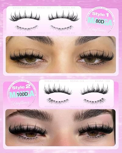 Manga Lash Clusters with Spikes Fairy Eyelash Clusters Wispy Cluster Eyelash Extensions 80D 100D Anime Lash Clusters with Bottom Lashes Natural DIY Individual Lashes by Lanflower thumbnail 5