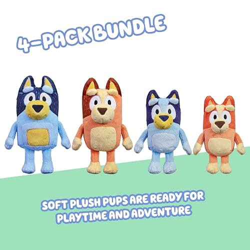 Bluey Heeler Family Stuffed Animals Set of 4, 7-8”, Soft Bingo, Bandit, and Chilli Plush Figure Toys, Cuddly Plush Toys for Kids Ages 3+ thumbnail 3