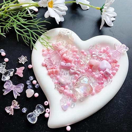 Vashun Assorted Acrylic Beads for Bracelet Making,Flower Butterfly Bow Candy Heart Kawaii Charms for Jewelry Making DIY Necklace Bracelet Keychain Phone Charm (10Color-2) thumbnail 2
