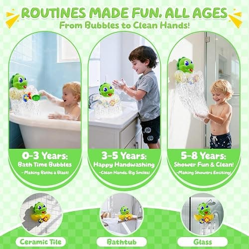 Dinosaur Baby Bath Toys for 1 2 3 Year Old Boys, Dino Bath Bubble Machine with Rainbow Lights & Water Scoop,Fun Toddler Toys Baby Shower Bathtub Toys Christmas Birthday Gifts for Boys Age 1-3 Year Old thumbnail 5