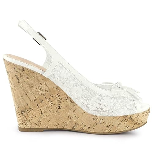 Allegra K Women's Lace Platform Wedges Wedge Heel Sandals thumbnail 7