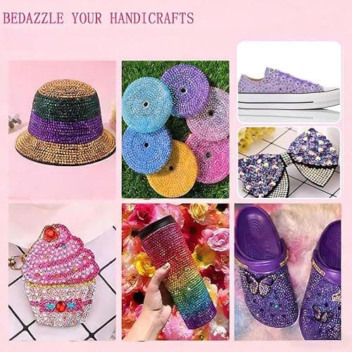 Bedazzling Kit Nail Art Rhinestones, 3mm Flat Back Rhinestones, Nail Art Gems Crystals Kit with Pick Up Pen & Tweezers for DIY Nails Crafts Clothes Shoes Decoration, 24 Colors thumbnail 6