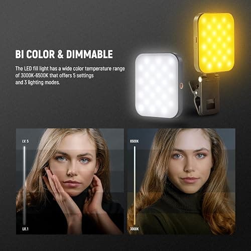 NEEWER BASICS Magnetic Selfie Light Compatible with MagSafe iPhone 16 15 Pro Max, Clip on Video Conference Lighting Fill Light for Computer Laptop Zoom Calls Live Streaming Outdoor Recording, BL48B thumbnail 6