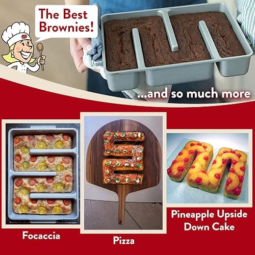 Baker's Edge Brownie Pan, The Original All Edges Brownie Pan for Baking | Premium Double Nonstick Coating, Heavy Gauge Cast Aluminum, Rectangular 9x12” Size Baking Pan - US Patented Design thumbnail 9