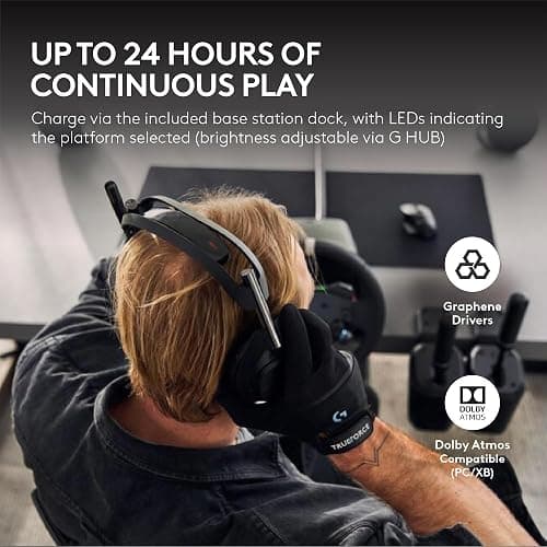 Logitech G Astro A50 X Multi-Platform Wireless Gaming Headset + Base Station for PS5/Xbox/PC: PLAYSYNC Video & Audio Switcher, HDMI 2.1 4K 120Hz VRR, <24bit/48kHz, 24hr Battery, 2.4GHz & BT - Black thumbnail 6
