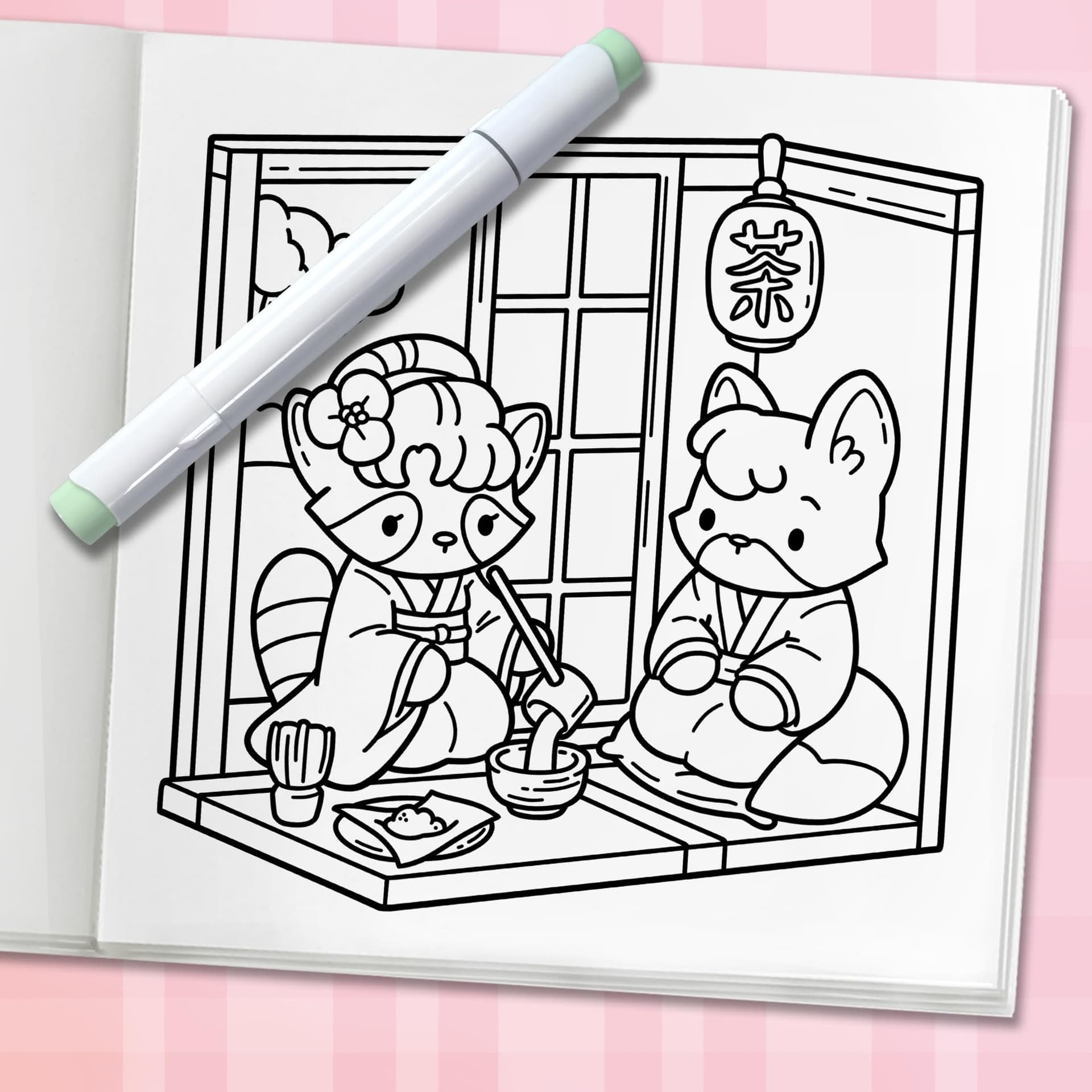 Cozy Japan: Cute Coloring Book for Adults and Teens with Charming Characters and Delightful Japanese Scenes for Relaxation thumbnail 6