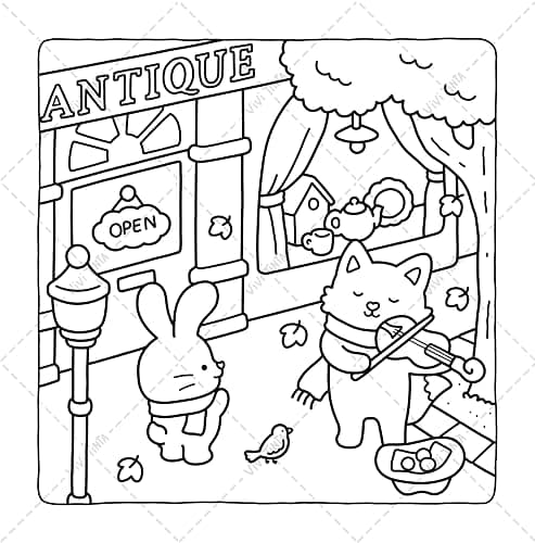 Fuzzy Life: Cute & Cozy Coloring Book for Adults & Teens Featuring Adorable Animal Friends in Everyday Moments for Stress Relief thumbnail 6