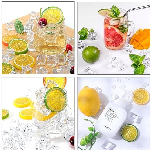 Honbay 100PCS 12mm Lifelike Simulation Acrylic Ice Cubes Artificial Plastic Clear Square Ice Cubes Decorations Realistic Fake Food Models Ornaments for Home Party Tabletop Decoration Photography Prop thumbnail 5