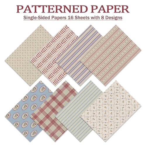 PRSTINCOL Scrapbook Paper,16 Sheets 4.1x5.8 Inch Vintage Stripe Style Scrapbook Supplies,Single-Sided Vivid Origami Decoupage Paper for DIY Crafts, Card Making, Art Journaling thumbnail 4