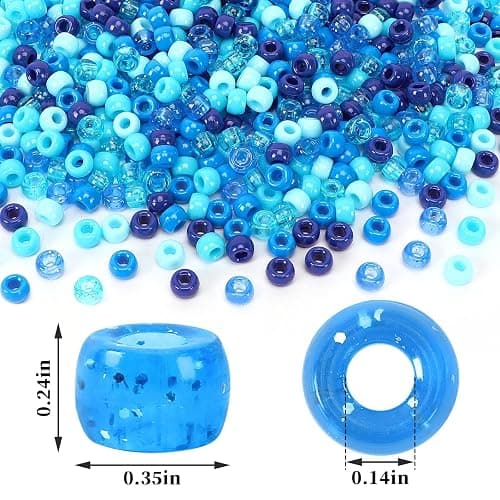 UPINS Blue Pony Beads, 1200Pcs Glitter Blue Pony Beads Bulk for Crafts Hair Hanukkah Friendship Winter Holiday Party Decoration Supplies thumbnail 2