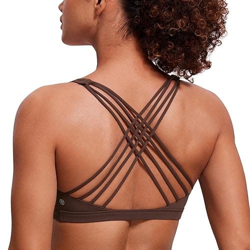 CRZ YOGA Strappy Sports Bras for Women - Criss Cross Back Sexy Wireless Padded Yoga Bra Cute Workout - Small A01-black
